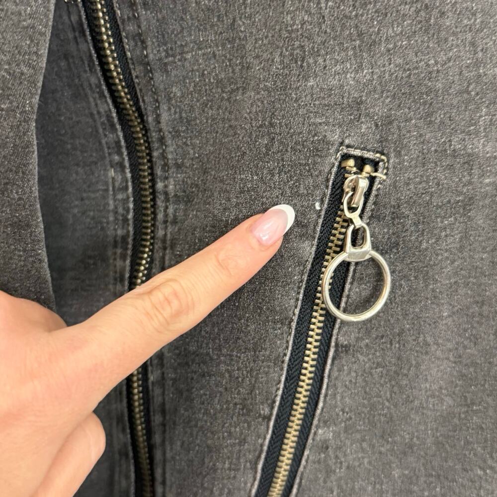 Katz Charcoal Gray Asymmetrical Zipper Pockets Moto Biker Jacket Size 34 / XS - Picture 8 of 13